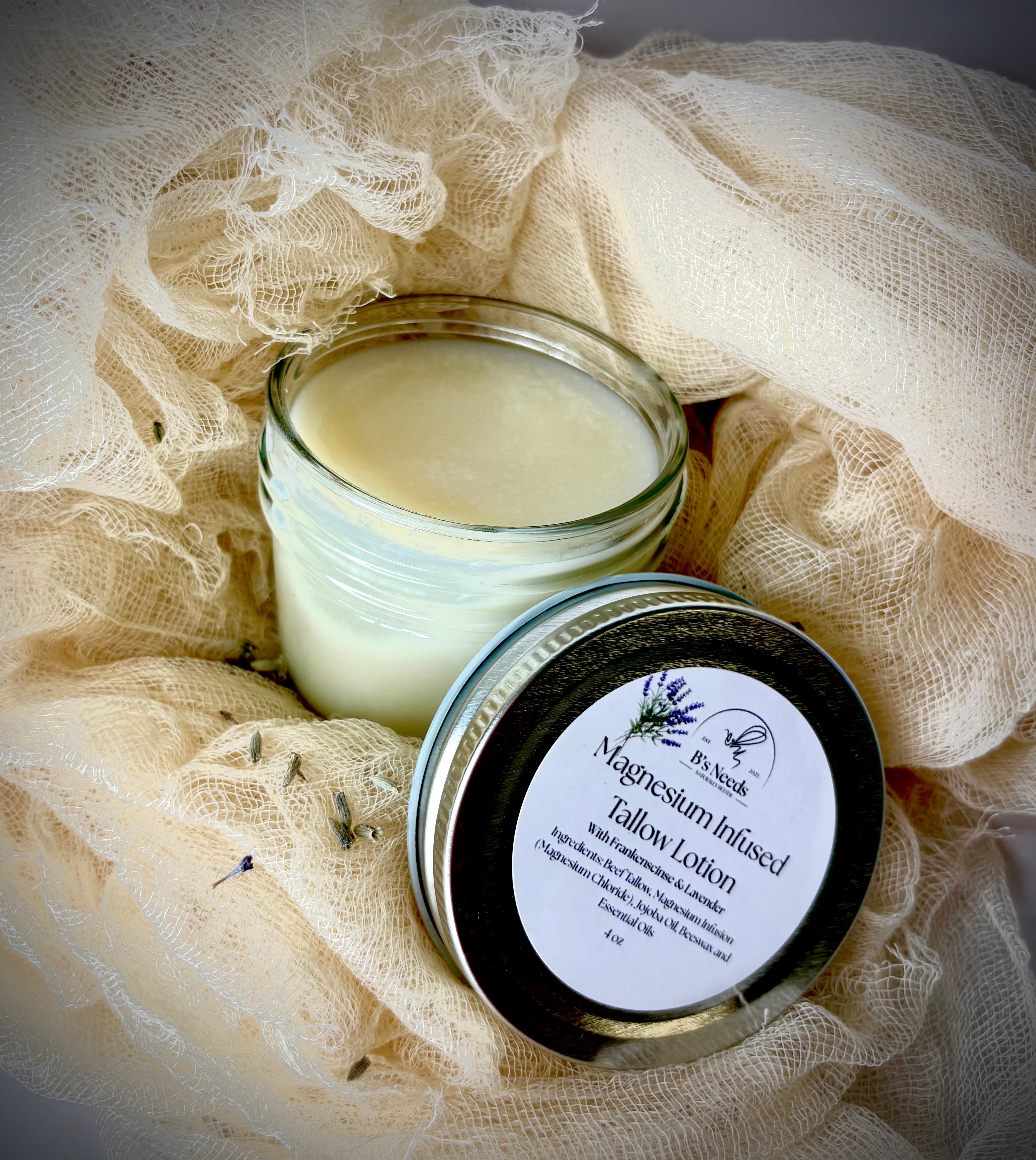 Infused Tallow Magnesium Lotion With Frankincense & Lavender